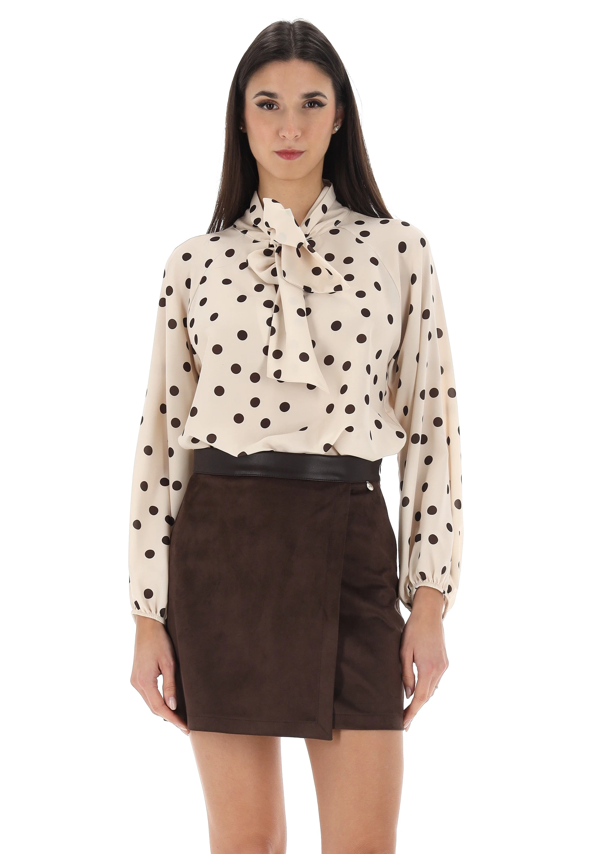 Blusa a pois con fiocco èks donna